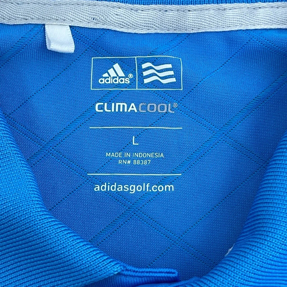 Adidas Polo Golf Shirt Climacool Mens Large Short‎ Sleeve Blue Casual Stretch